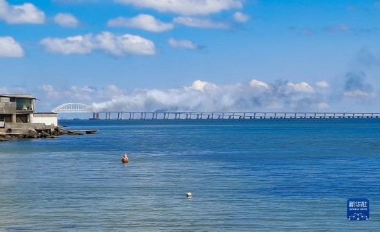 這是8月12日拍攝的克里米亞大橋。新華社/塔斯社