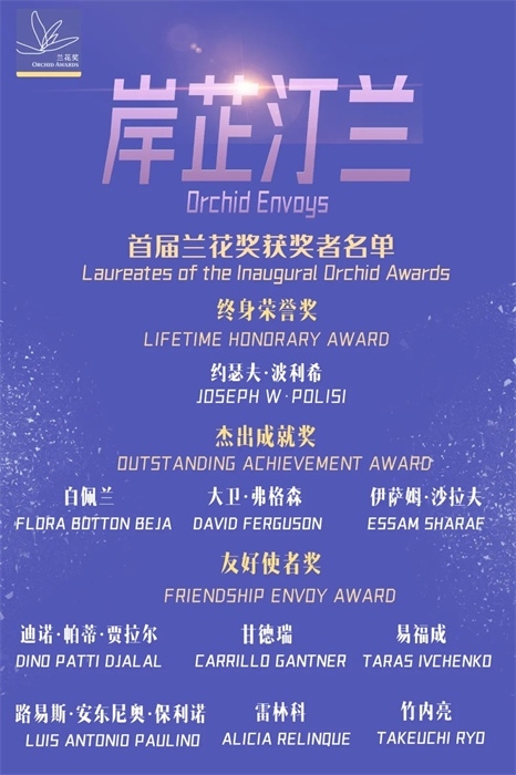 首屆蘭花獎獲獎者名單。 巴西圣保羅州立大學孔子學院供圖。（來源：人民畫報）