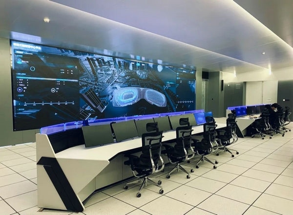 杭州奧體中心游泳館內(nèi)智慧可視化平臺。 圖片來源：場館建設(shè)方