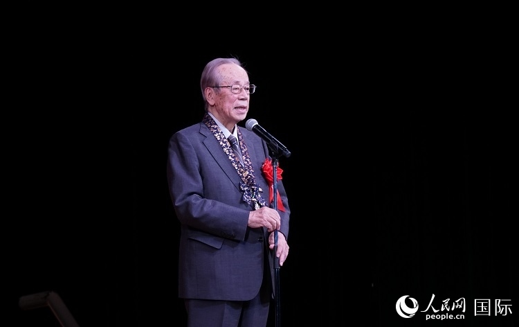 日本前首相福田康夫發(fā)表致辭。人民網(wǎng) 蔣曉辰攝