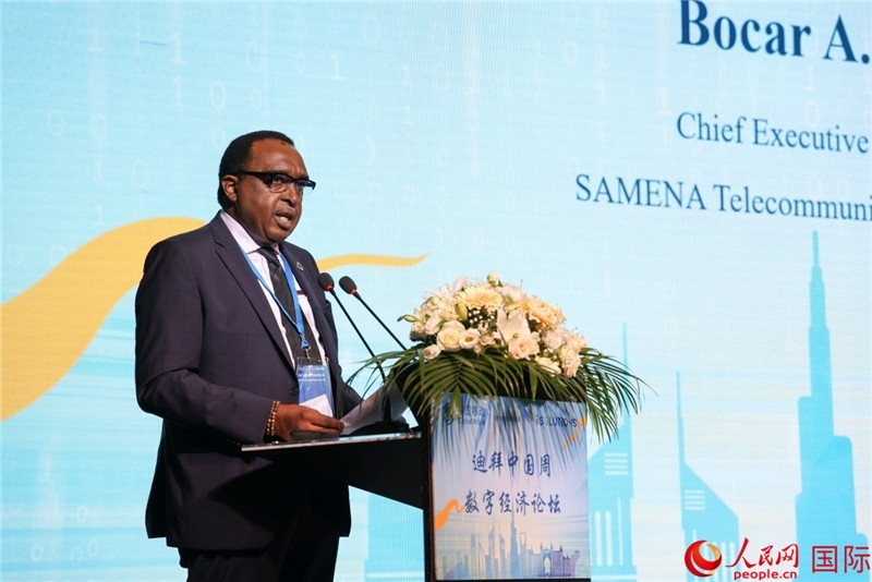 SAMENA電信協(xié)會首席執(zhí)行官博卡爾致辭。人民網(wǎng)記者任皓宇攝