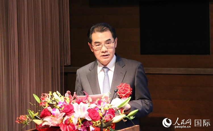 中國駐日本大使吳江浩發(fā)表致辭。人民網(wǎng) 許可攝