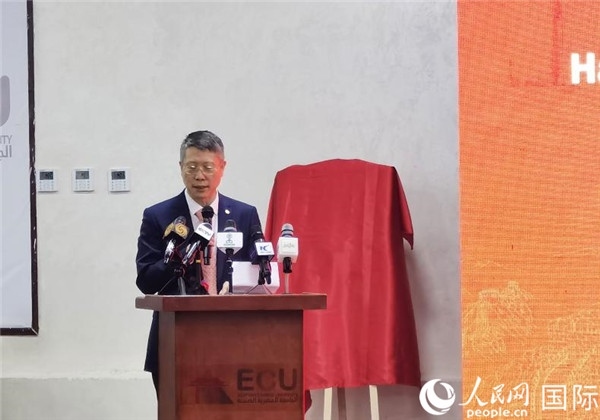 中國石化非洲代表處總代表衛(wèi)東致辭。人民網(wǎng)記者 沈小曉攝