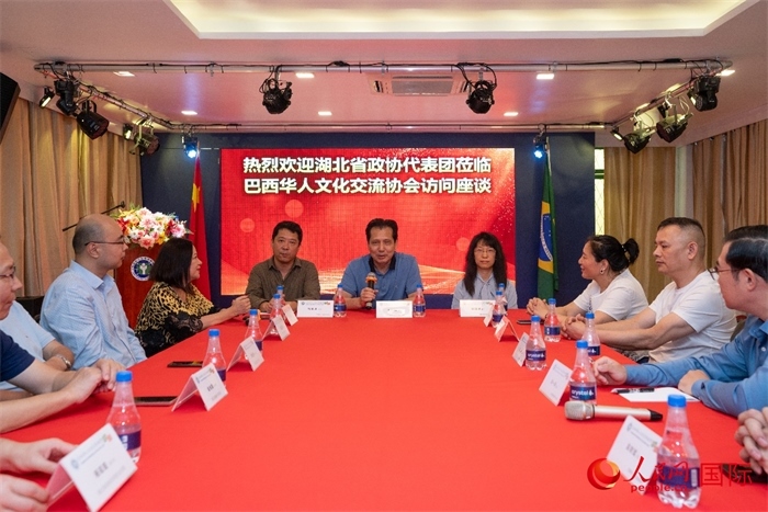 湖北省政協(xié)經(jīng)濟委員會主任王兆民（中）在座談會上致辭。 人民網(wǎng)記者 陳海琪攝