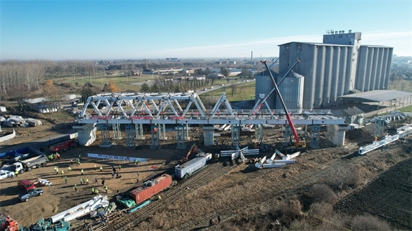 維爾巴斯特大橋鳥(niǎo)瞰。 匈塞鐵路中方聯(lián)營(yíng)體供圖