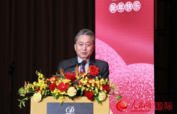 日本前首相鳩山由紀夫致辭。人民網 許可攝