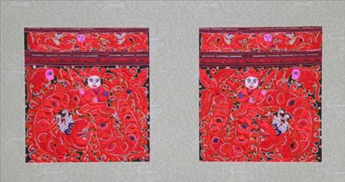 貴州臺(tái)江縣施洞苗族破線(xiàn)繡龍船節(jié)圖繡片