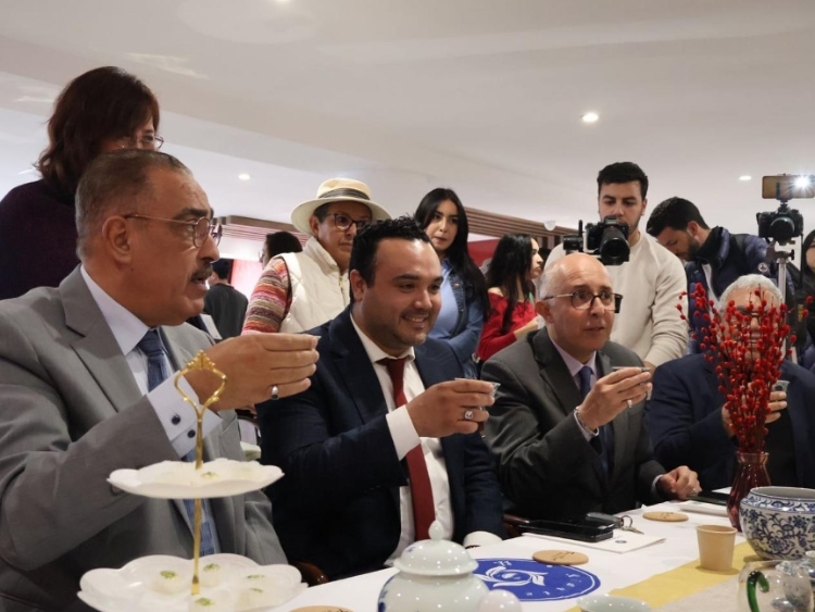 觀眾興致勃勃地體驗茶藝。陳芷珊攝