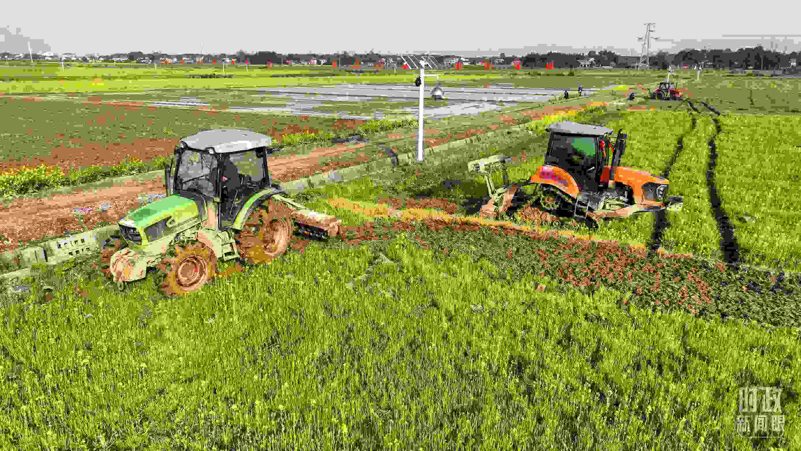 △位于港中坪村的糧食生產萬畝綜合示范片區(qū)，春耕備耕生產繁忙。（總臺央廣記者潘毅拍攝）