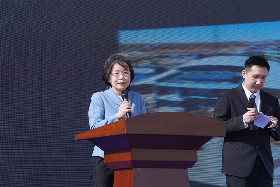 3月24日，沈敏娟大使致辭。駐蒙古使館供圖