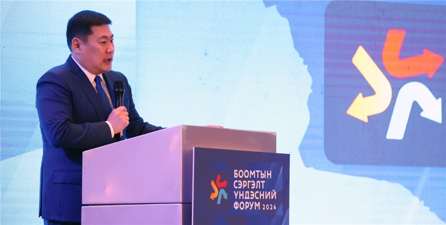 1.奧云額爾登總理致辭。圖片來源：蒙政府官網(wǎng)