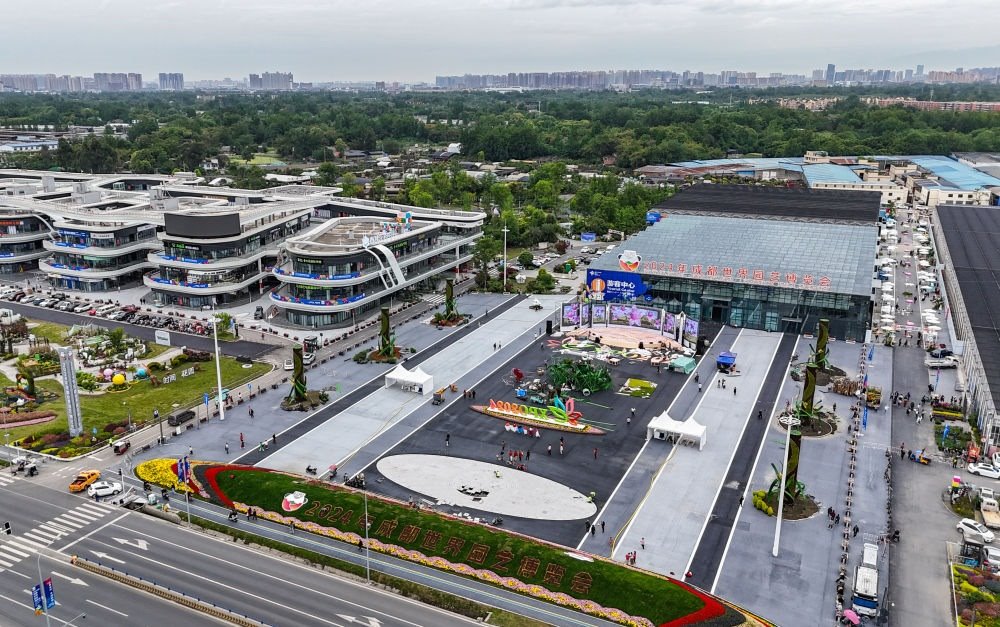 這是2024年4月23日拍攝的成都世園會(huì)郫都分會(huì)場（無人機(jī)照片）。新華社記者 王曦 攝