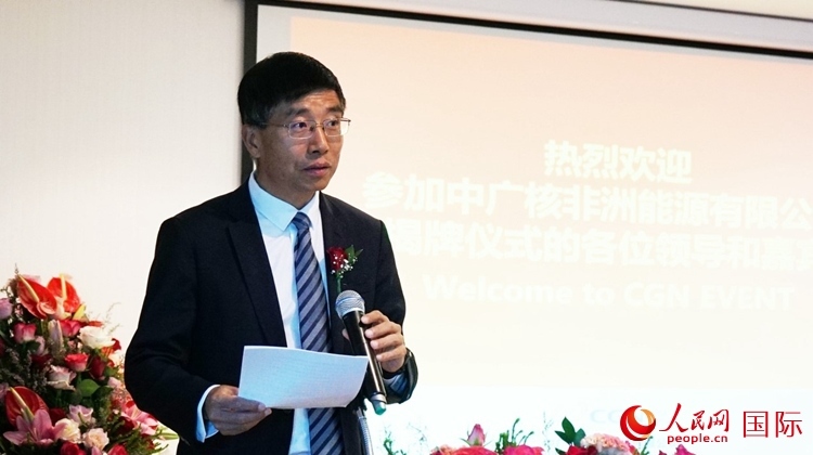 國(guó)家電網(wǎng)公司非洲辦事處主任汪文安致辭。人民網(wǎng) 劉暢攝