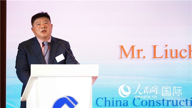 中國建設銀行國際部副總經(jīng)理岳留昌發(fā)言。 人民網(wǎng) 張茜 攝