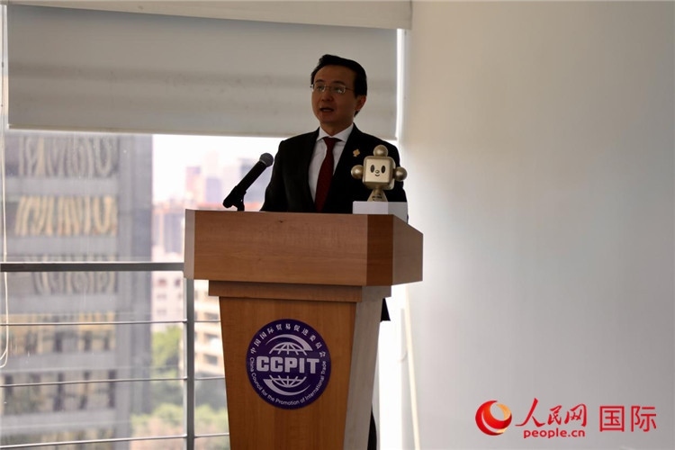 中國(guó)駐墨西哥大使張潤(rùn)發(fā)表講話(huà)。人民網(wǎng) 埃內(nèi)斯托·多明戈斯攝