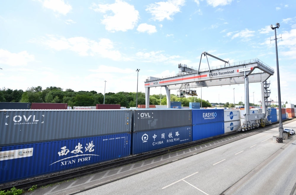 這是2024年5月27日拍攝的德國漢堡-比爾韋爾德DUSS貨運(yùn)場(chǎng)站。新華社記者 任鵬飛 攝