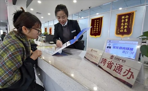 2024年3月25日，北京大興區(qū)，工作人員為群眾辦理跨省政務(wù)事宜。