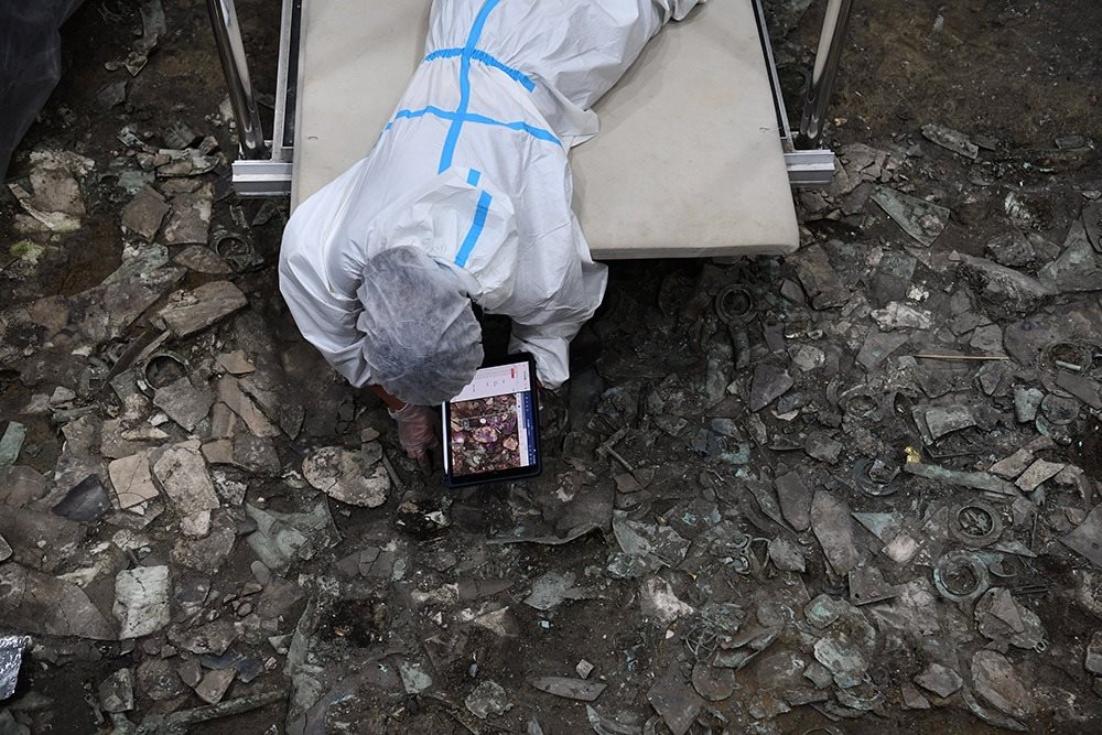 2022年6月28日，四川德陽，三星堆7號祭祀坑發(fā)掘現(xiàn)場。