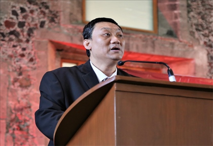 拉美分社負(fù)責(zé)人苗野主持慶?；顒?。主辦方供圖