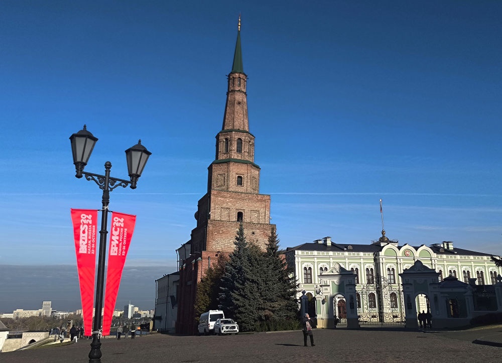 這是2024年10月20日拍攝的俄羅斯喀山克里姆林宮一景。新華社記者 丁海濤 攝