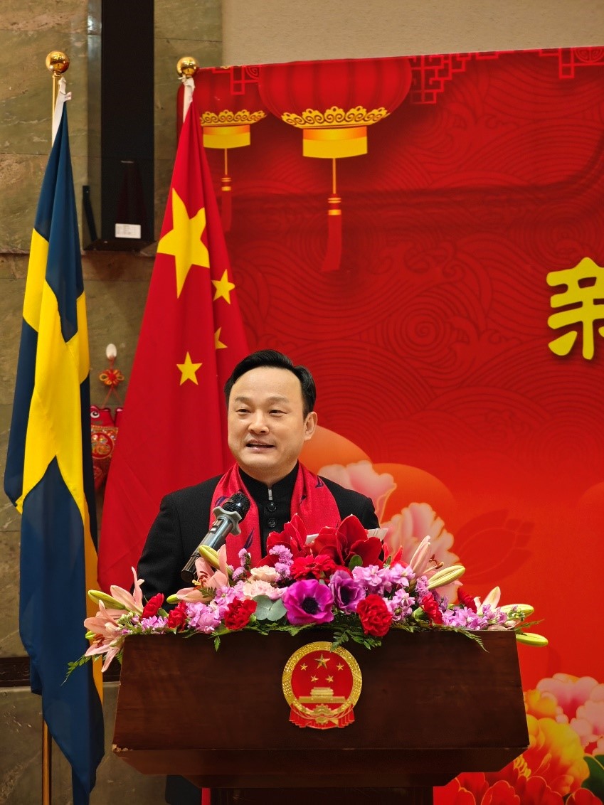 中國駐哥德堡總領事楊培棟致辭。中國駐哥德堡總領館供圖