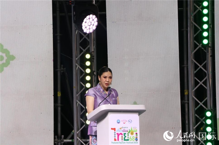 泰國(guó)旅游局局長(zhǎng)塔佩妮在開幕式上致辭。朱瀟逸攝