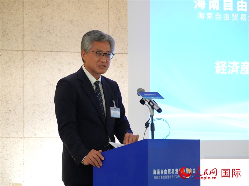 日本經(jīng)濟(jì)產(chǎn)業(yè)省通商政策局審議官田中一成致辭。人民網(wǎng) 許可攝