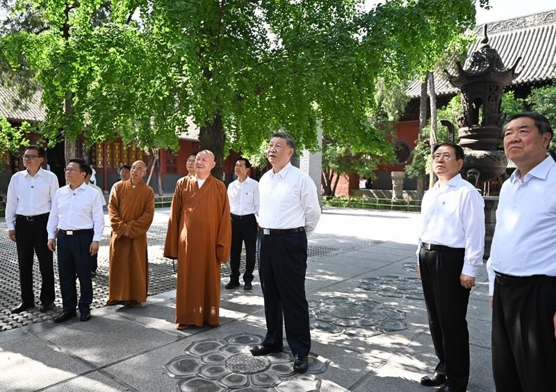 △2025年5月19日，習(xí)近平總書記在河南洛陽(yáng)白馬寺考察。